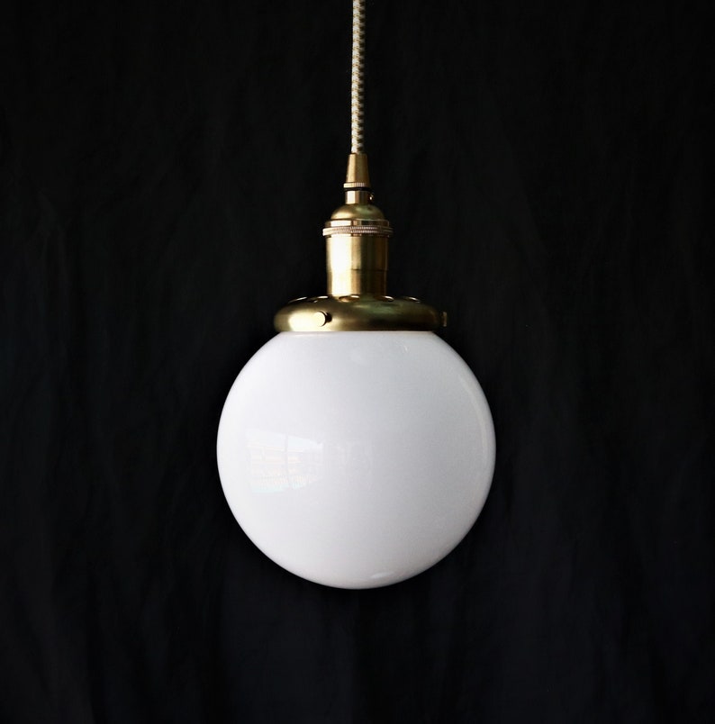 Globe Pendant Light 6 White Milk Glass Vintage - Milk Glass Globe Pendant