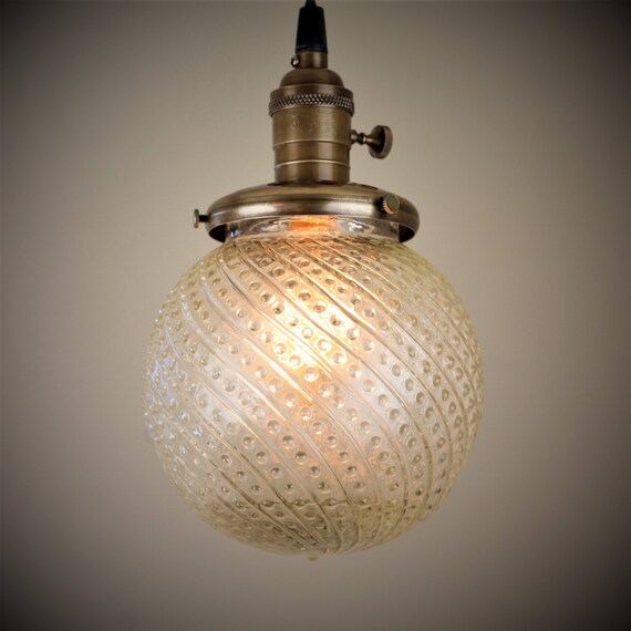 Pendant Light Vintage 6 Inch Clear Glass Globe With Textured Image 0