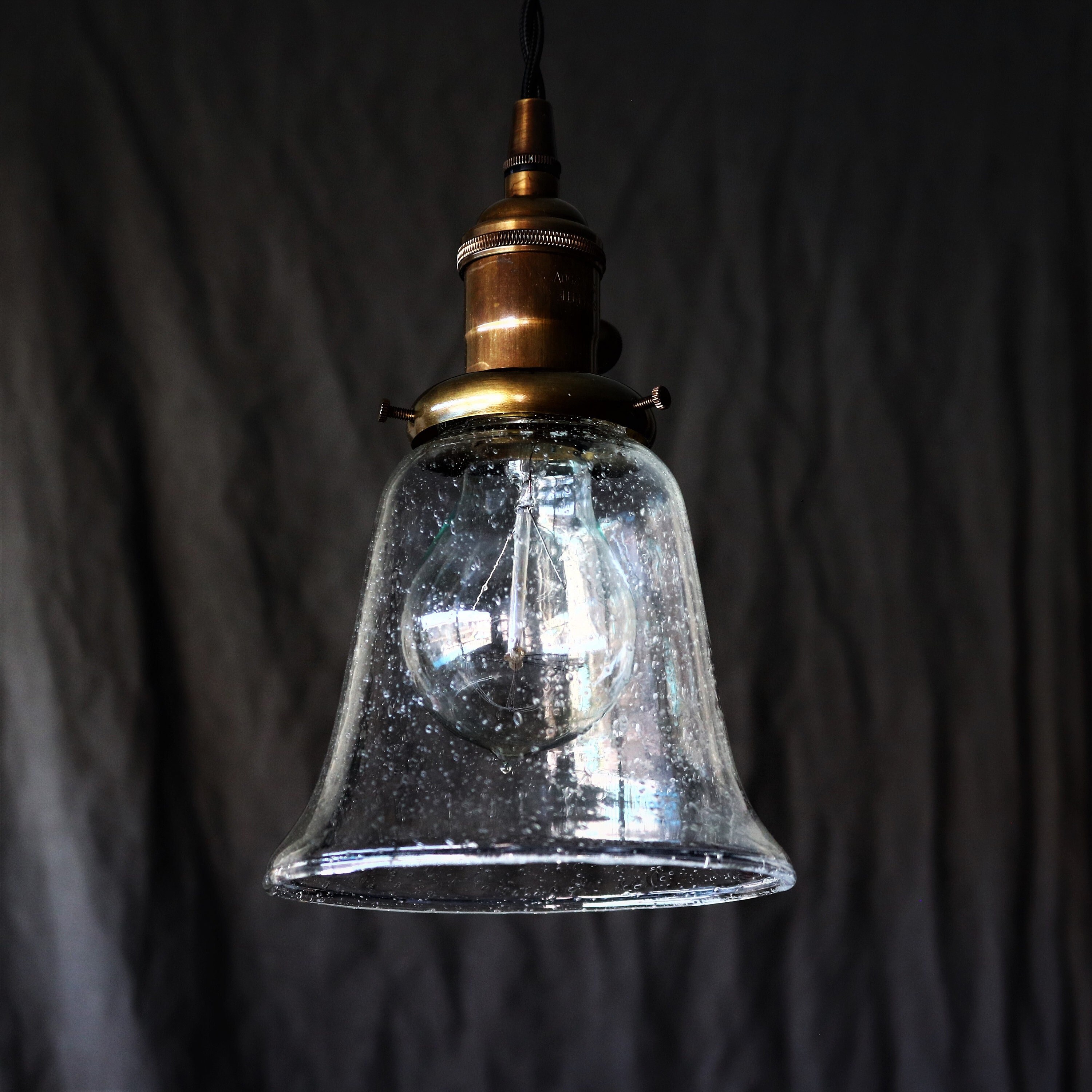 Vintage Pendant Light Bell Shape Seeded 