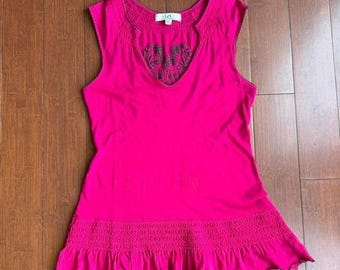 Vintage L.E.I. Fuschia tanktop met ruches