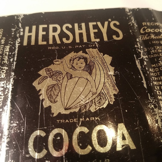 Hershey's Cocoa Can, Collectible Tin Sign, Cocoa Bean Baby, 1920's
