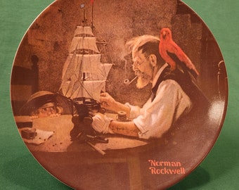 The Ship Builder, Norman Rockwell Plate, COA, 8.5 inches, Pamphlet, Fine China, 1980, Knowles China, Rockwell Classic