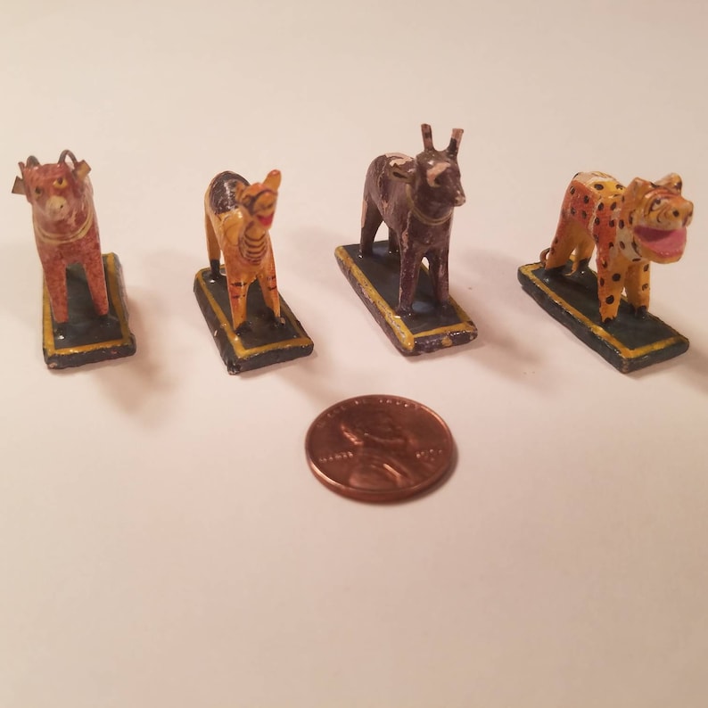 Nirmal Toy, India Handcraft, Animal Figures, Vintage 1940's, Folk Art