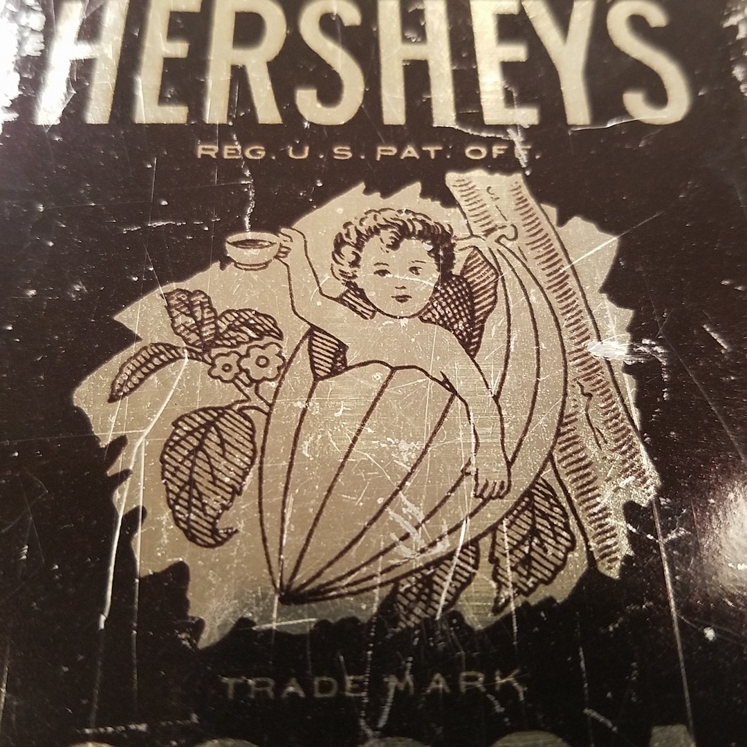 Hershey's Cocoa Can, Collectible Tin Sign, Cocoa Bean Baby, 1920's