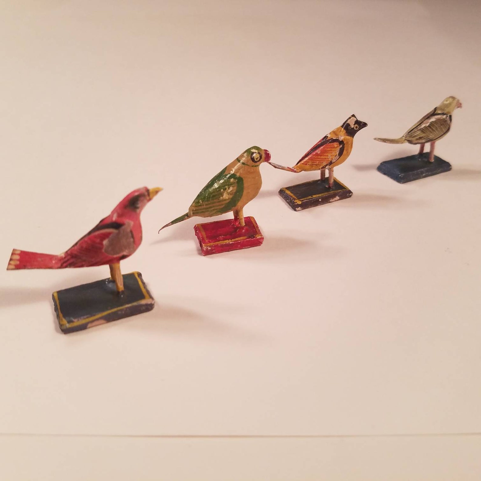 Exotic Bird Figures, Vintage 1940's, Nirmal Toy, India Handcraft, Ponki