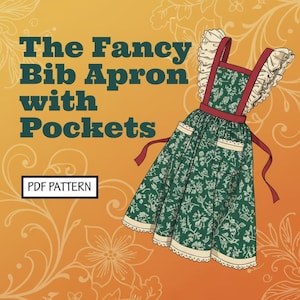 Patrón de costura de delantal con espalda cruzada en PDF • Delantal japonés • Delantal tipo pechera. Delantal con pechera elegante para mujer