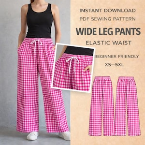 Mönster för vida byxor | Mönster för dambyxor | Mönster för palazzobyxor | Mönster för loungekläder | Byxor med resår i midjan | Syhandledning