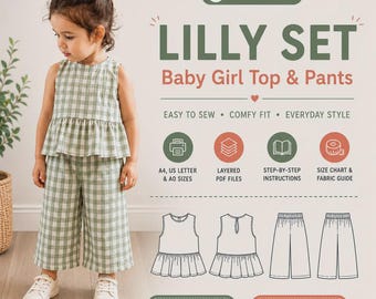 Kids Top and Pants Sewing Pattern PDF, Beginner Friendly Toddler Clothing Pattern Easy DIY Kids Outfit Pattern Top and Pants Pattern for Kid