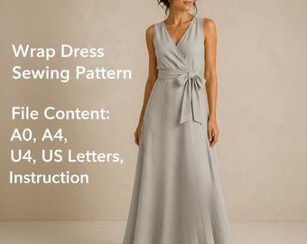 Wrap Dress Sewing Pattern | Beginner Friendly Midi Dress (Digital Download)