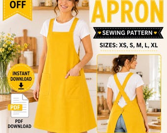Cross-Back Apron Sewing Pattern • Beginner Japanese Style Pinafore (Digital Download)