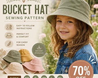 Reversible Bucket Hat Sewing Pattern: 4 Sizes, Beginner Friendly (PDF Pattern)