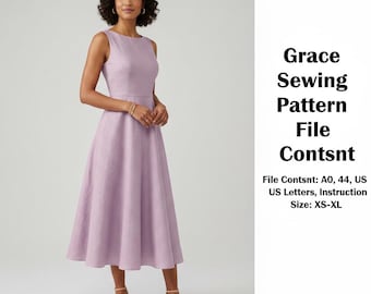 Grace Dress Sewing Pattern | Women's Beginner Friendly PDF (XS-XL) (Instant Download)