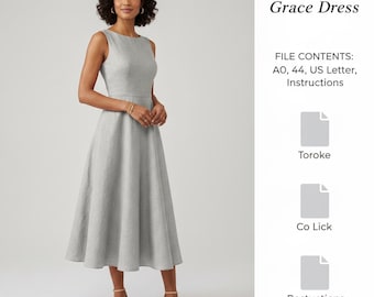 Grace Dress Sewing Pattern | Elegant Midi Dress DIY (Instant Download)