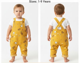 Overalls Sewing Pattern For Kids - Jumpsuit Pattern For Girls Dungarees Pattern, Romper Pattern For Children 1 - 9Y