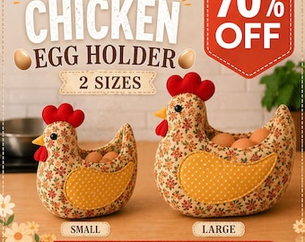 Chicken Egg Holder Pattern | Farmhouse Kitchen Decor | Crochet Chicken Basket | Egg Collecting Basket | Digital Download PD