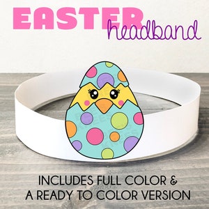 Easter Chick in egg Printable Headband perfect for church preschool or elementary school age kids easter party