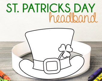 Saint Patricks Day Hat Printable Headband Perfect for Preschool or