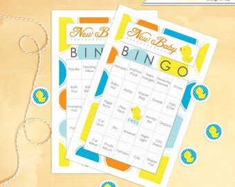 Baby Shower Bingo 80 printable Cards Game Rubber Ducky - Instant download