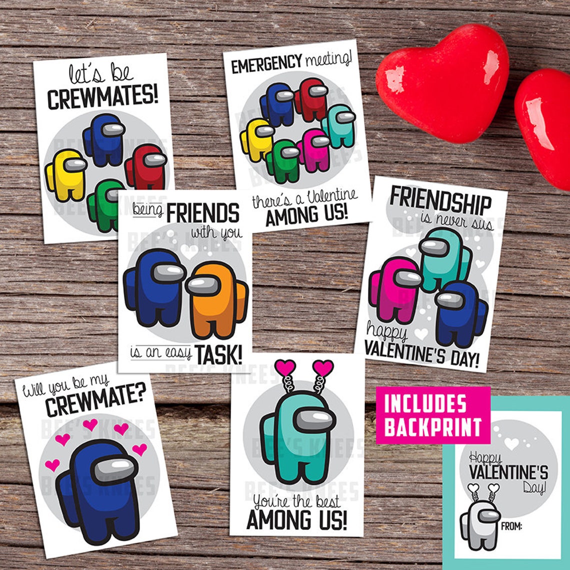 Printable Among Us Valentines cards SUS crewmate | Etsy