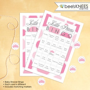 Baby Shower Bingo Includes 30 Little Princess Printable Bingo Cards - Instant Download