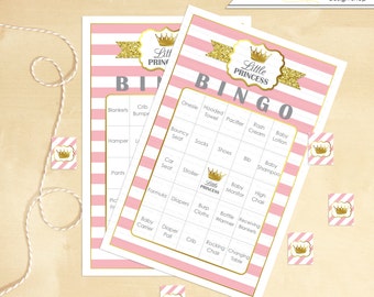 Baby Shower Bingo Includes 30 Little Princess Printable Bingo Cards - Instant Download