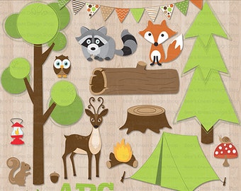 Camping Great Outdoors Woodland Clip Art Digital Scrapbook - Instant Download