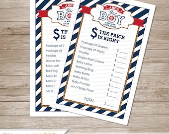 Nautical Baby Shower Game Price Is Right  - Instant Download
