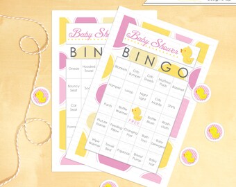 Baby Shower Bingo 30 printable Cards Game Rubber Ducky - Instant download