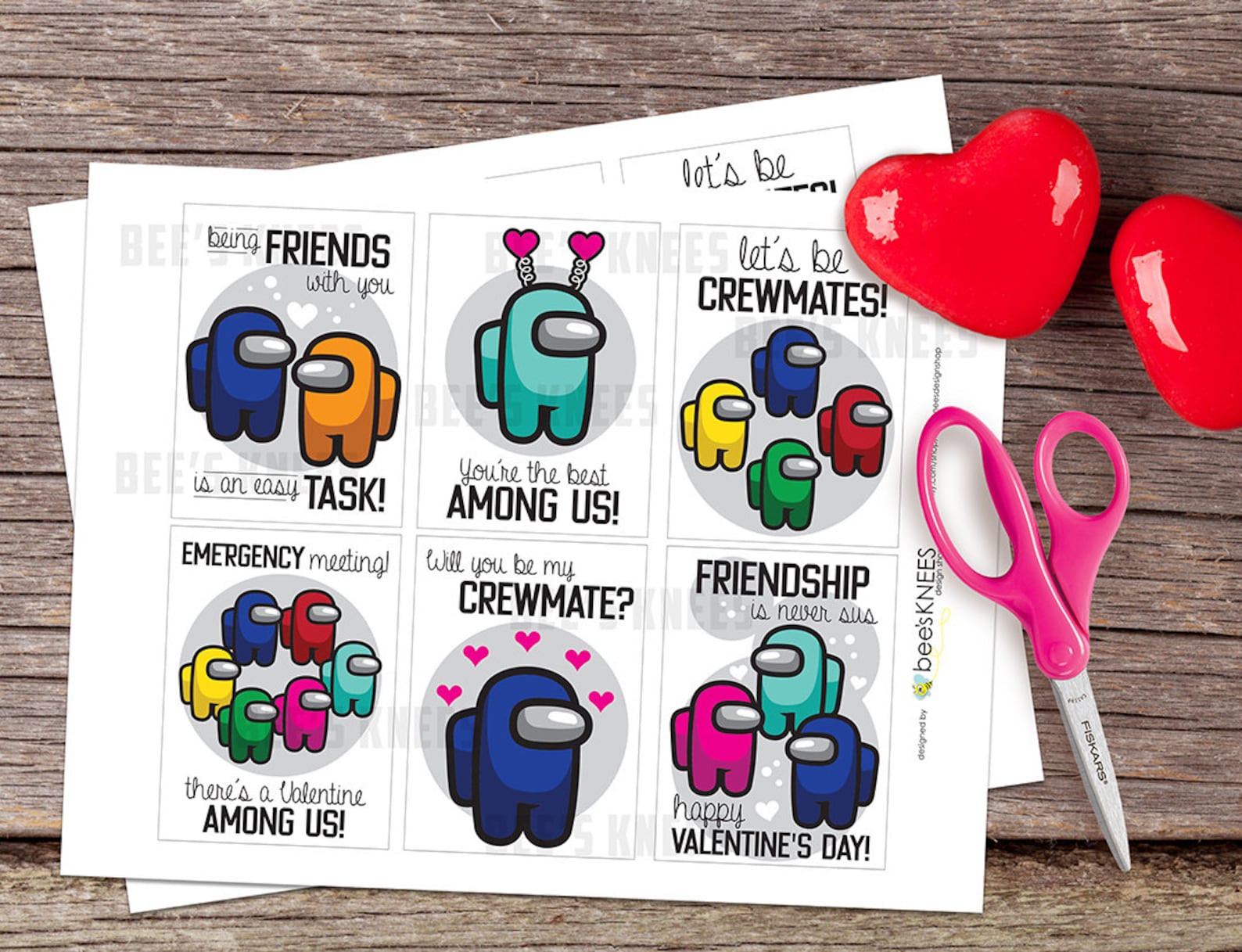 Printable Among Us Valentines cards SUS crewmate | Etsy
