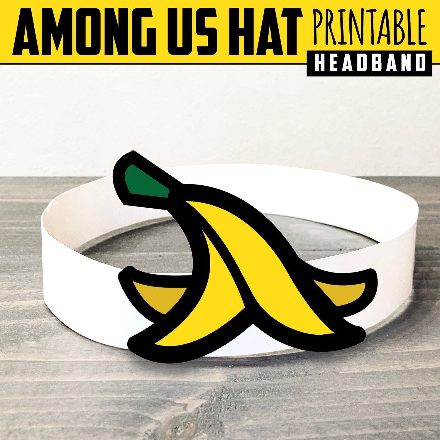 Among us Banana hat printable headbands in full color and Etsy