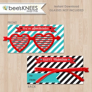 You&#39;re Spectacular Glasses Valentines cards - Instant Download