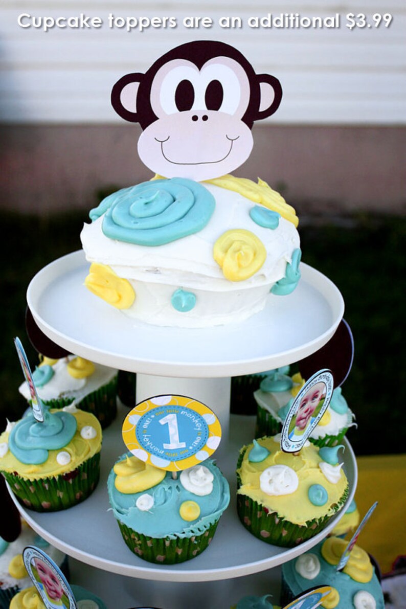 1st Birthday Invitation Boy Monkey Themed Customized Etsy