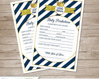 Little Prince Baby Shower Baby Predictions Game  - Instant Download