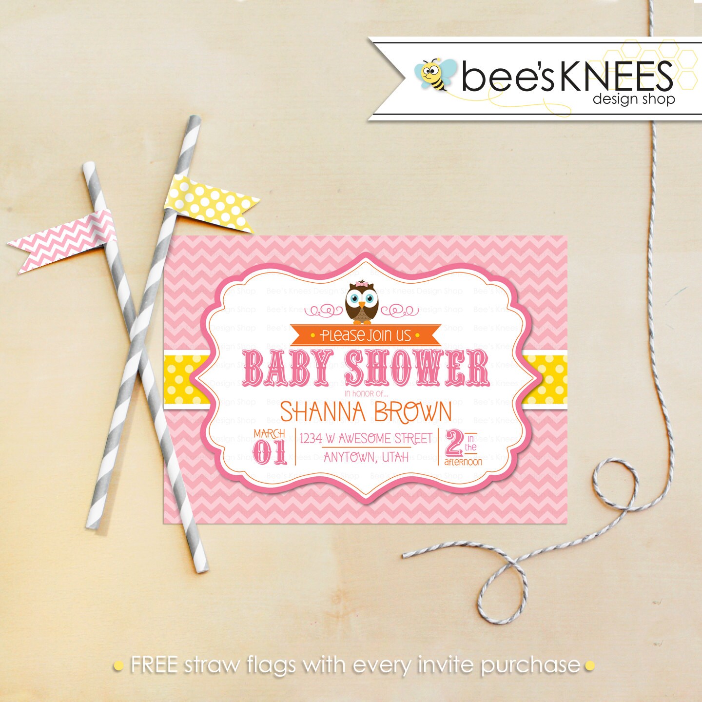 Owl Baby Shower Invitation Invite Printable owl Themed for Etsy