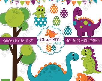Dinosaur Clip Art Digital Scrapbook Pack digital files only - Instant download