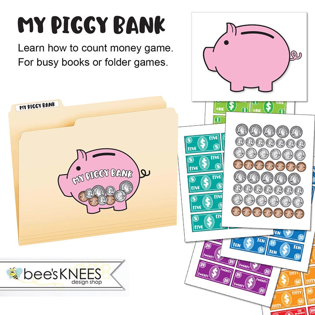 Piggy Bank Money Counting Folder Game Busy Book Bag Game Set Etsy