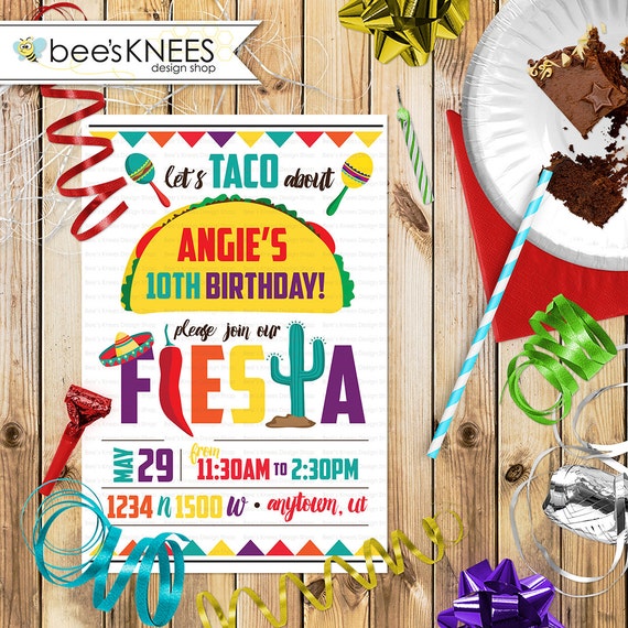 Fiesta Taco Salsa Bar Birthday Invitation for any age First Etsy