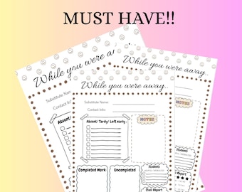 Substitute Teacher Report Template: Classroom Management (Printable PDF)