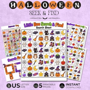 Halloween Hitta och matcha utskrivbart för barn, Sök och hitta förskolespel, Visuell diskrimineringsaktivitet, Tystnadsstund Hemundervisning PDF