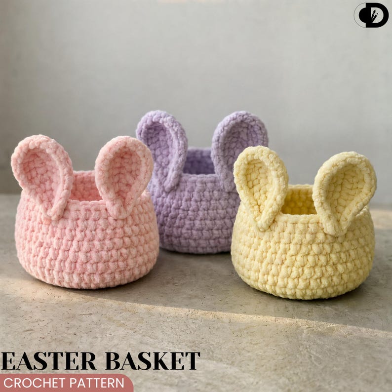 Easter Bunny Basket Crochet Pattern PDF, Rabbit Storage Basket, Spring ...