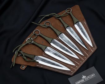 Throwing Knife Set 6pc – Carbon Steel, Paracord Handle, Balanced Throwing Knives, Outdoor Survival Gear