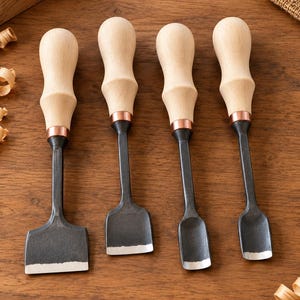 Handmade Mallet Gouges Set, Hand Forged Wood Carving Tools, Professional Carpenter Kit, Traditional Woodworking Chisels, Crafting Gift