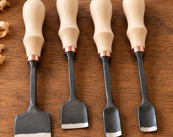 Conjunto de formões artesanais para entalhe em madeira, ferramentas forjadas à mão, kit profissional para carpinteiros, formões tradicionais para marcenaria, presente para artesãos
