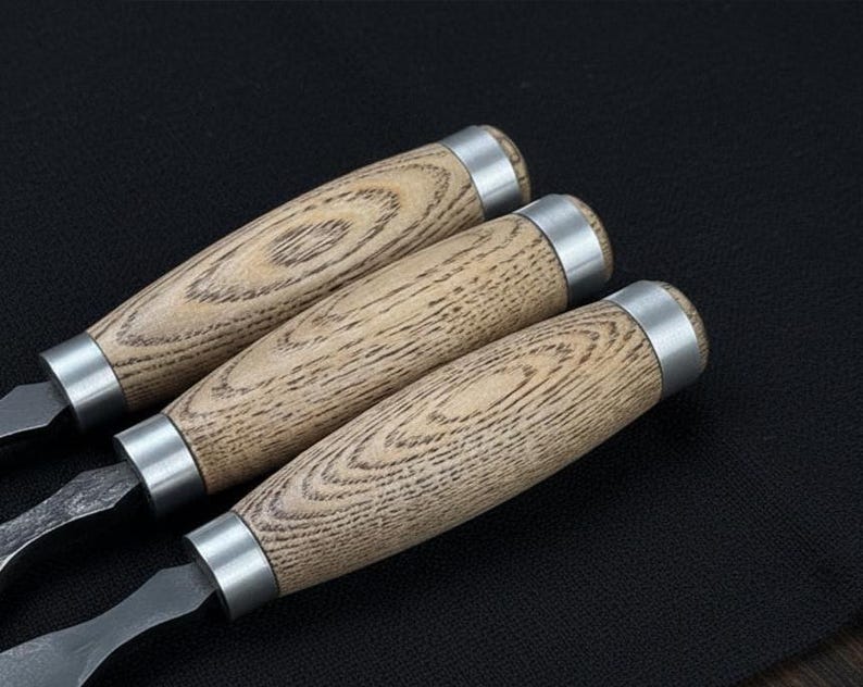 Wood Carving Gouge Set 3PC – Hand Forged 52100 Steel, Leather Case ...