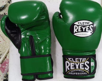 Cleto Reyes Hook & Loop Mexican Style Sparring Training Boxing Gloves | Genuine Cowhide Leather - Green