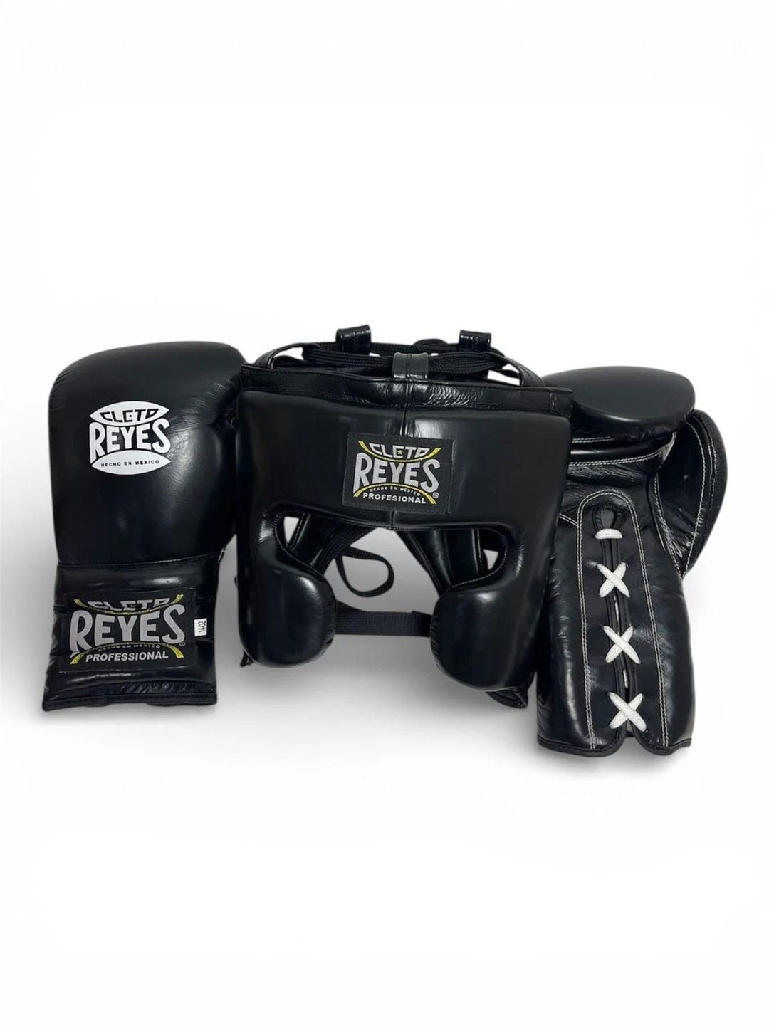 Custom Cleto Reyes Black Boxing Gloves and Cheek Bar Head Guard ...