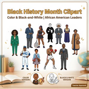 Black History Month Clipart Bundle | African American Leaders Clip Art ...