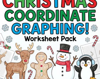 Christmas & Winter Coordinate Graphing Worksheets, Holiday Math Activities, Coordinate Plane Pictures, Winter Math PDF, Grades 2–5