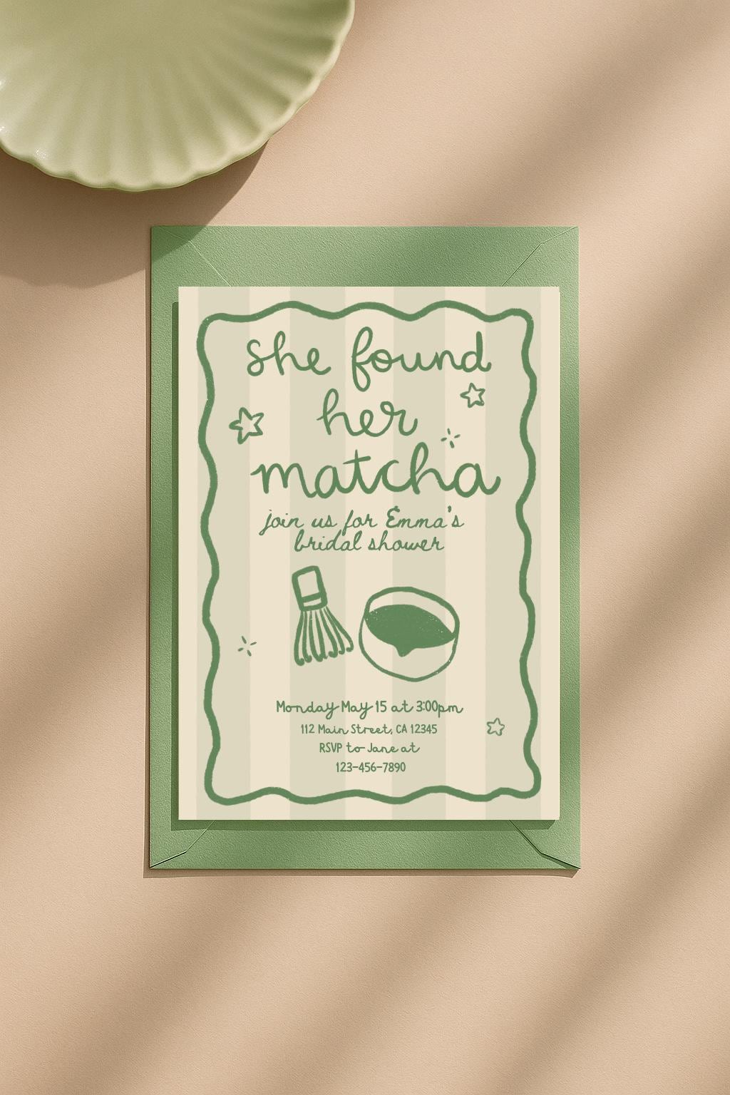Matcha Bridal Shower Invite: 