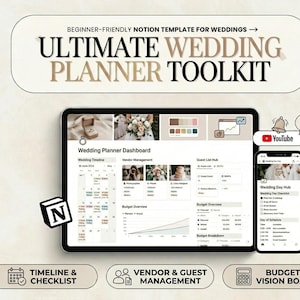 Ultimate Wedding Planner Notion Template | Budget, Checklist, Timeline (Digital Download)